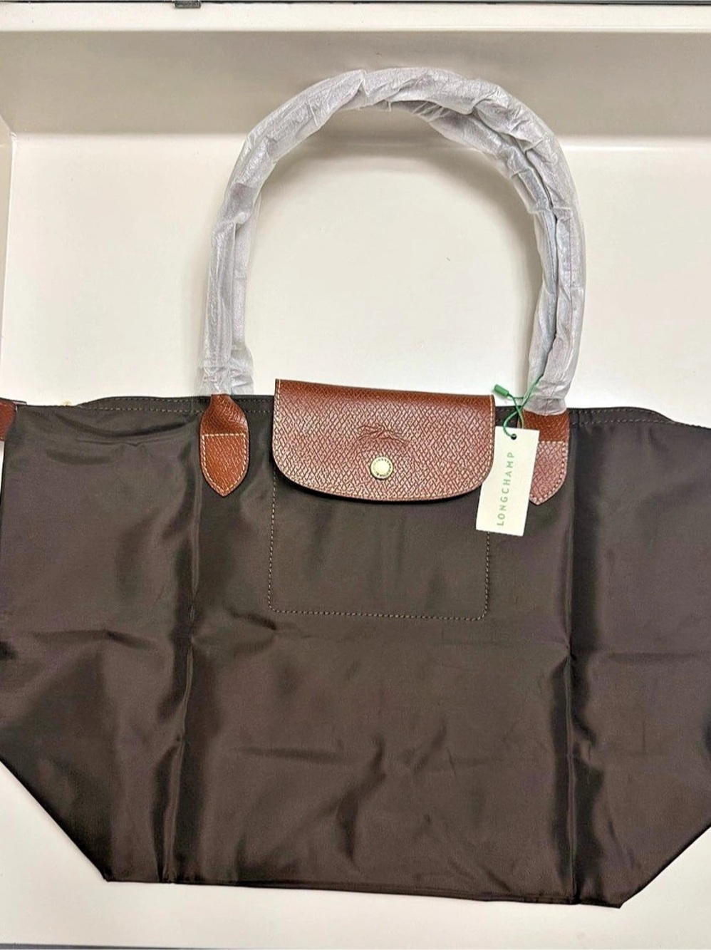 Longchamp Le Pliage Original Large Shoulder Tote Brown & Black